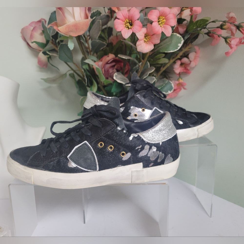 Philippe Model Paris Designer  Leather Hair Low Skate Sneakers Shoes 7 37 - Picture 3 of 16